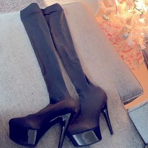 Elle Thigh High Spike Boot Heels